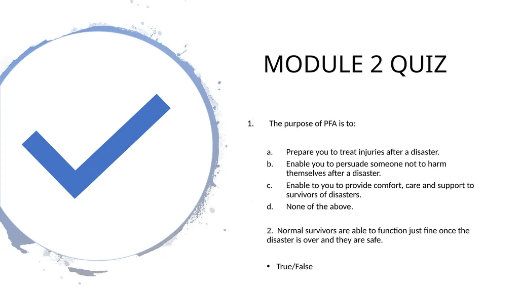 PSYCHOLOGICAL FIRST AID Getting through trauma - slide 31 of 42