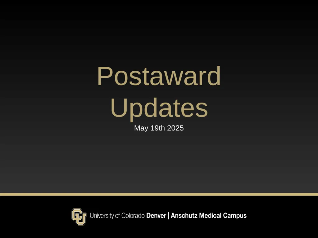 Postaward Updates May 19th 2025 NIH Update for NCE - slide 1 of 14