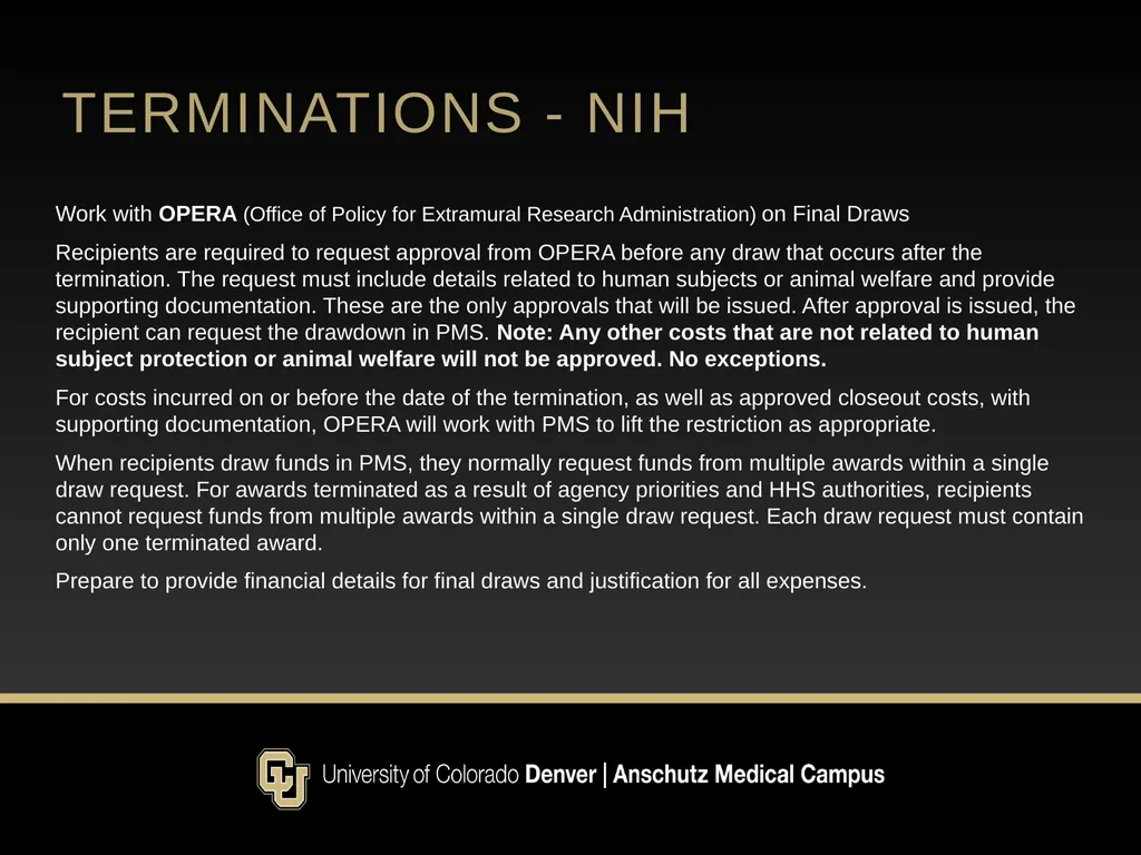 Postaward Updates May 19th 2025 NIH Update for NCE - slide 12 of 14
