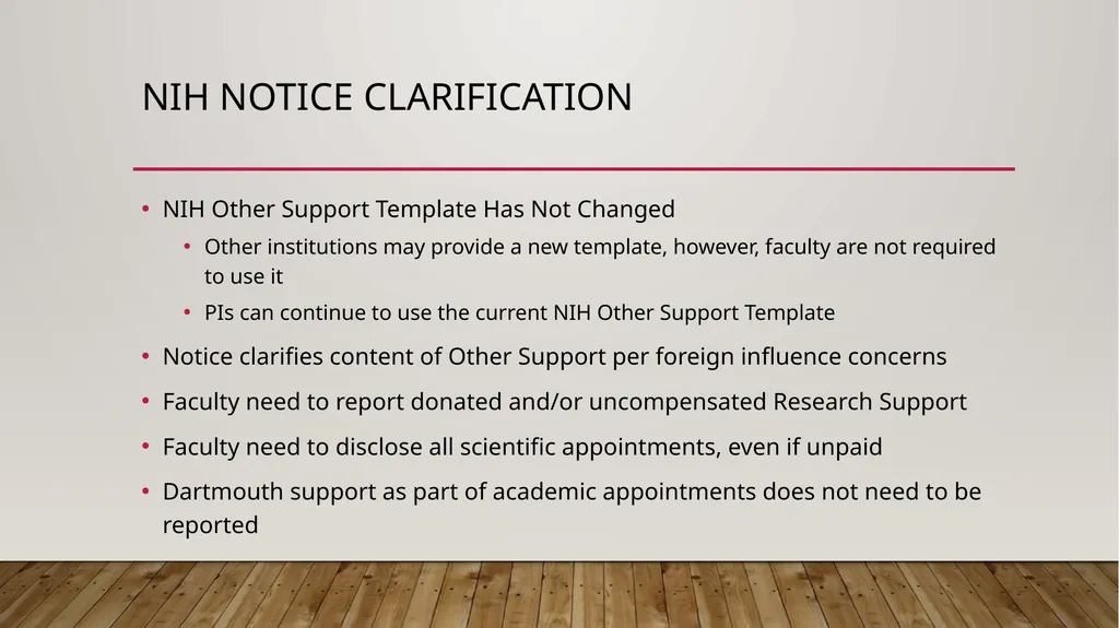 NIH Other Support Office of sponsored projects - slide 2 of 5