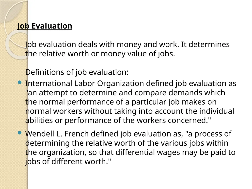 JOB SPECIFICATIONS, JOB EVALUATION, JOB - slide 6 of 14