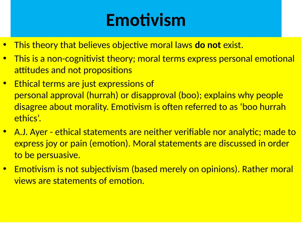 Emotivism Intuitionists reject the naturalist - slide 11 of 18