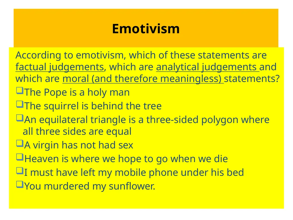 Emotivism Intuitionists reject the naturalist - slide 7 of 18