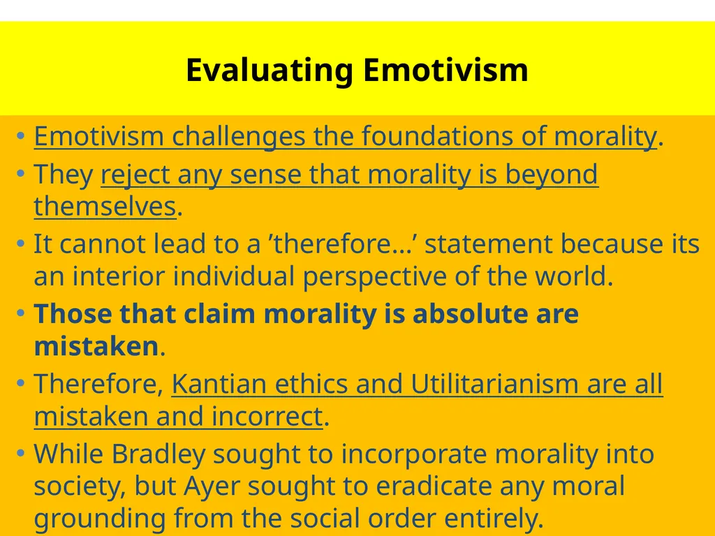 Emotivism Intuitionists reject the naturalist - slide 8 of 18