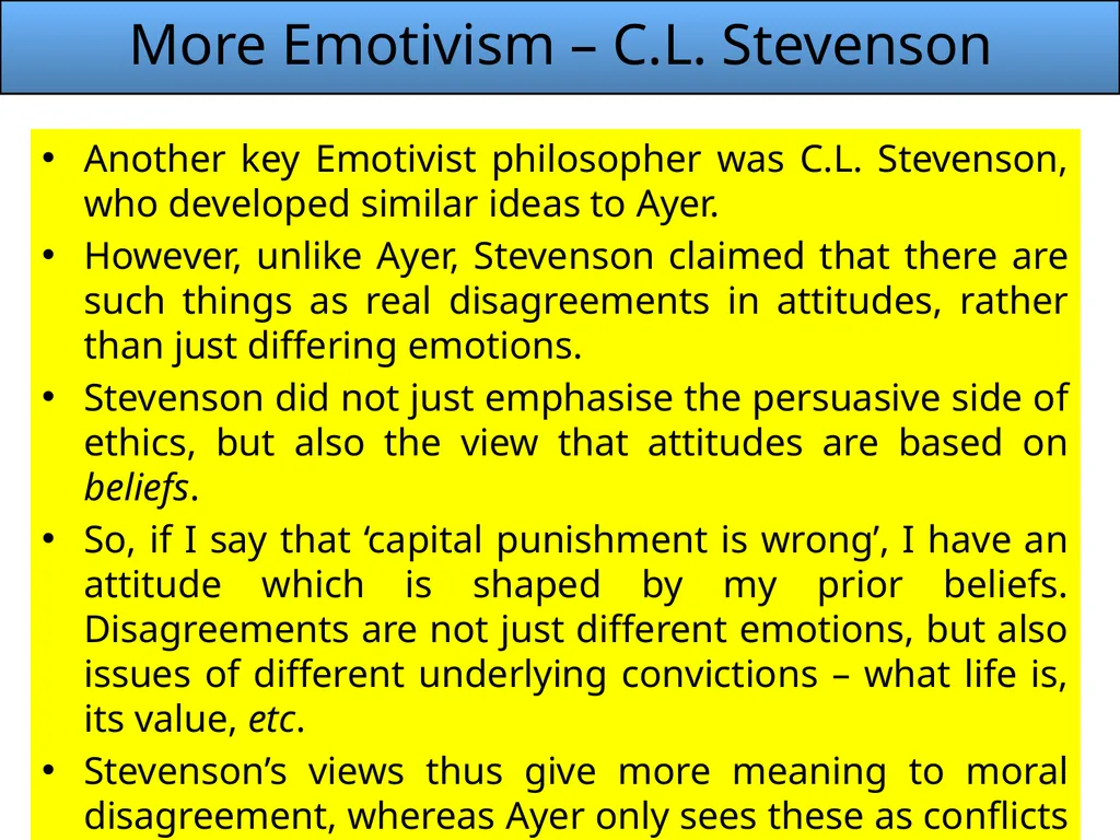 Emotivism Intuitionists reject the naturalist - slide 15 of 18