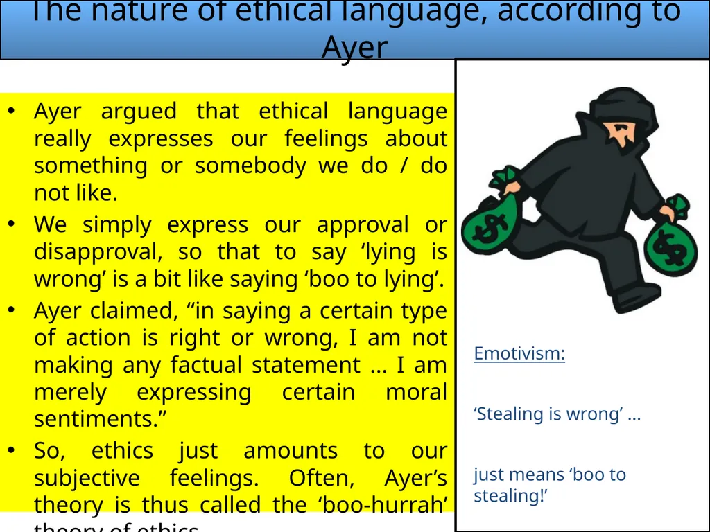 Emotivism Intuitionists reject the naturalist - slide 13 of 18