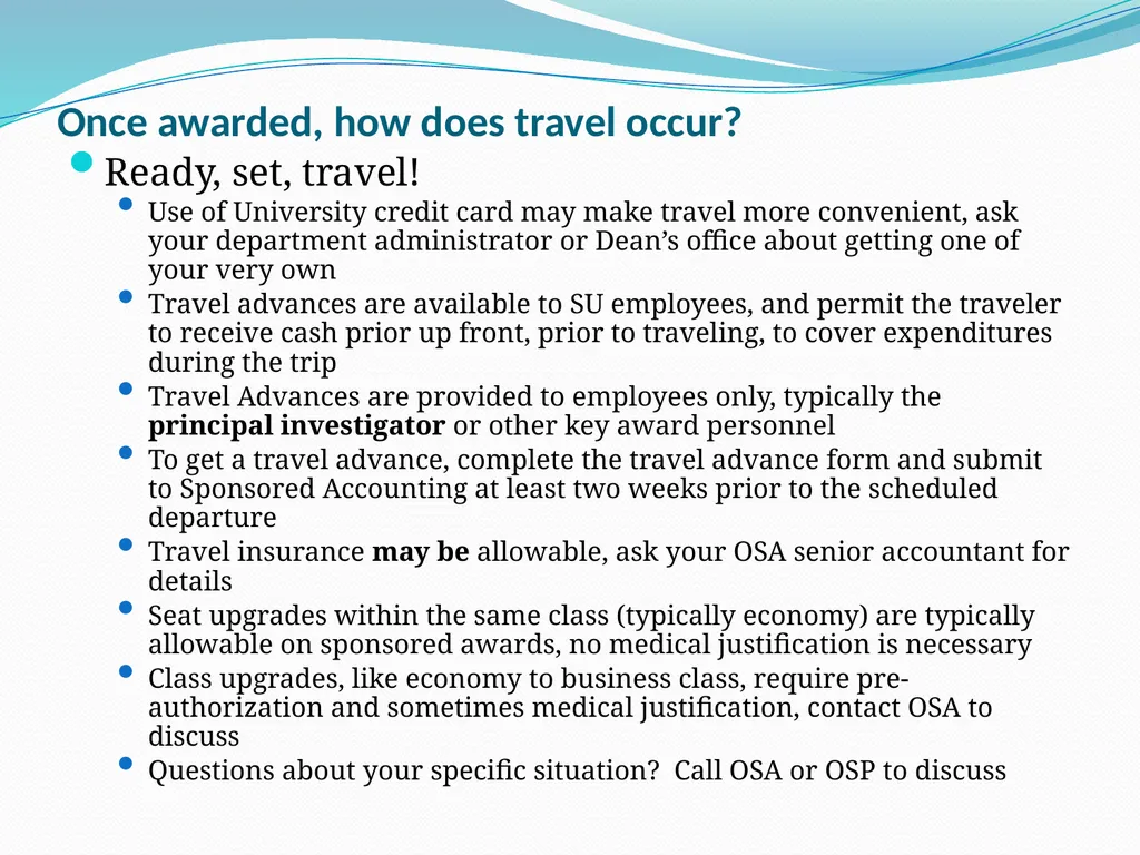Traveling on Sponsored Projects: how to ensure - slide 5 of 15