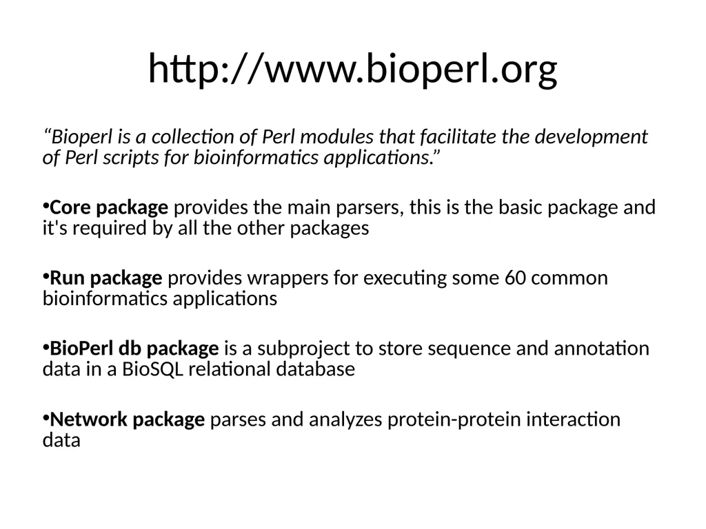 BioPerl cpan Open a terminal and type /bin/su - - slide 4 of 10