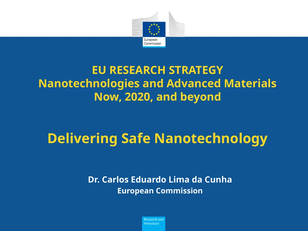 EU RESEARCH STRATEGY Nanotechnologies and Advanced - slide 1 of 11
