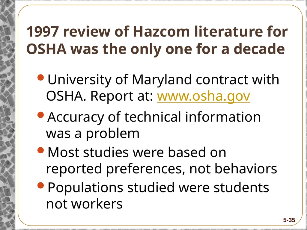 8-Hour Training Course Module 5: Risk and Hazard - slide 35 of 56