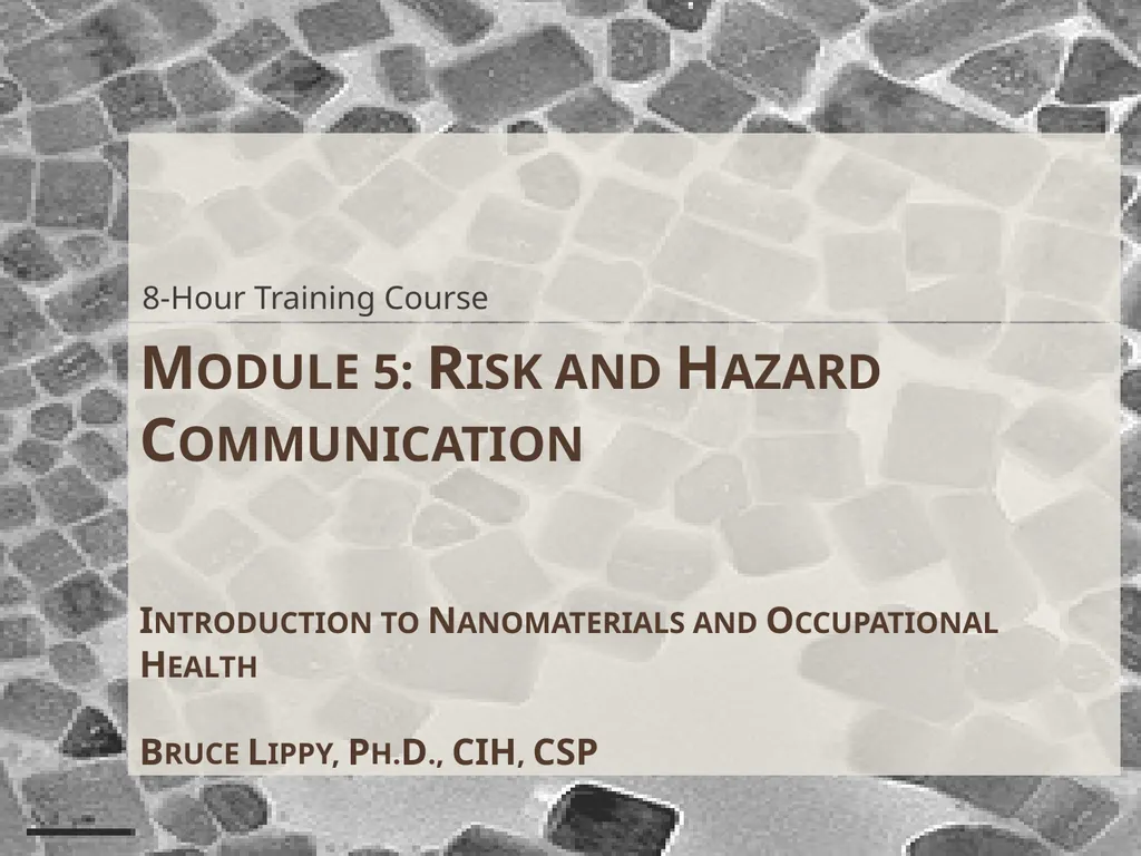 8-Hour Training Course Module 5: Risk and Hazard - slide 1 of 56