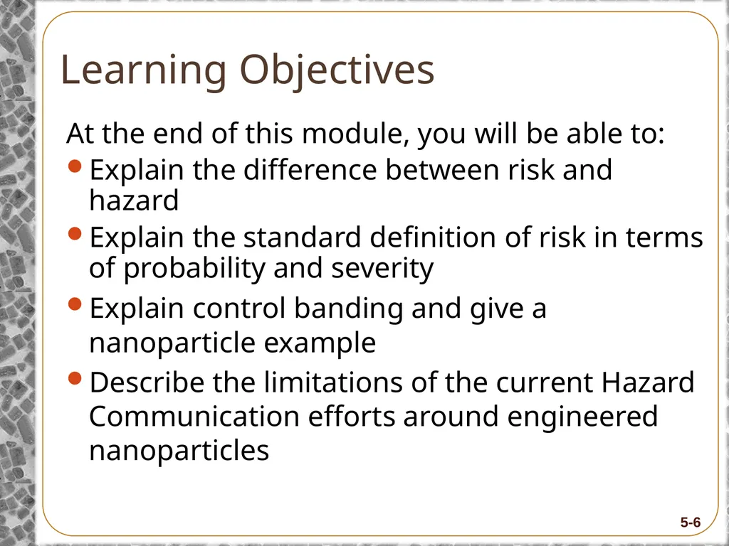 8-Hour Training Course Module 5: Risk and Hazard - slide 6 of 56