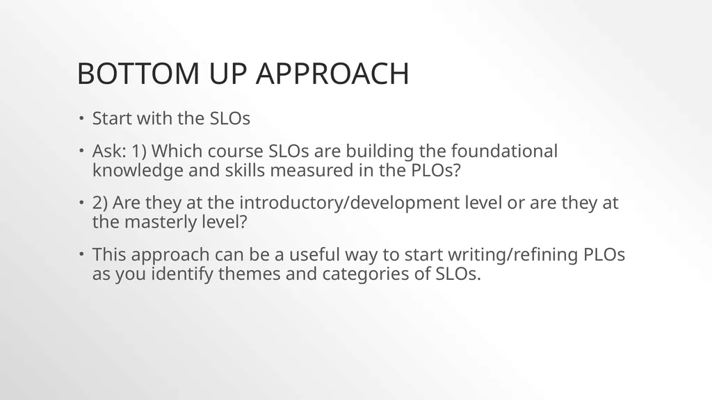 Mapping SLOs to PLOs The connection between plos - slide 5 of 13