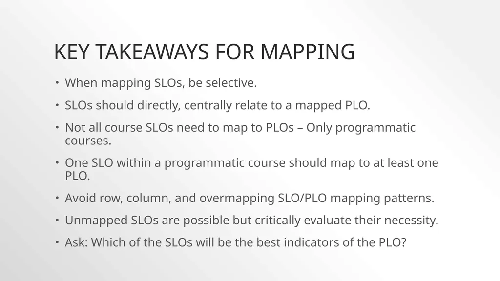 Mapping SLOs to PLOs The connection between plos - slide 13 of 13