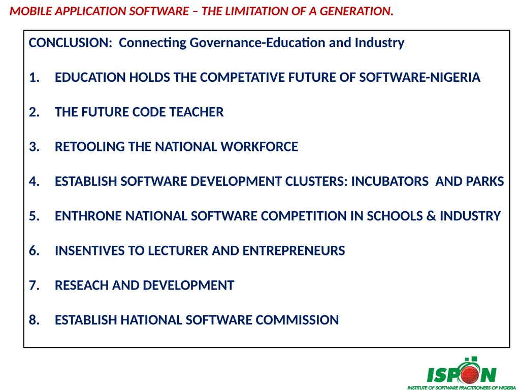MOBILE APPLICATON SOFTWARE – THE LIMITATION OF A - slide 17 of 18