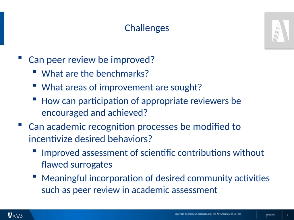 Peer Review and Recognition: Audiences and Goals - slide 5 of 5