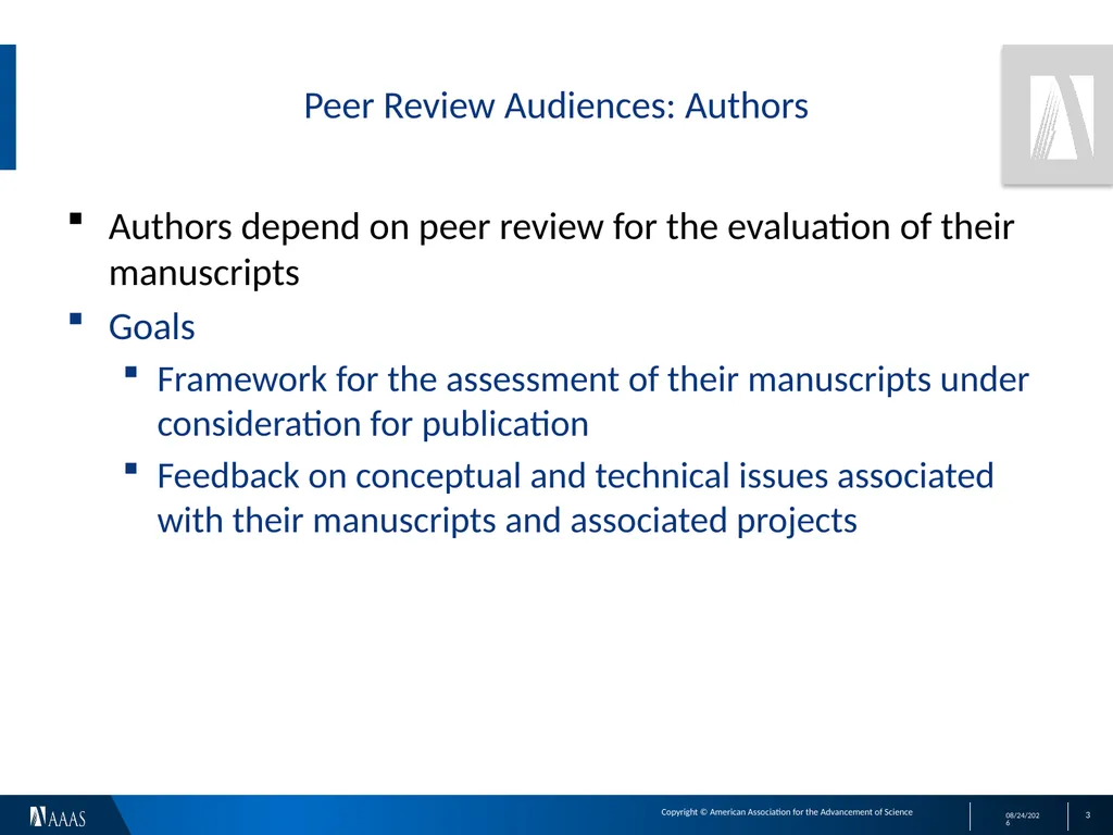 Peer Review and Recognition: Audiences and Goals - slide 3 of 5