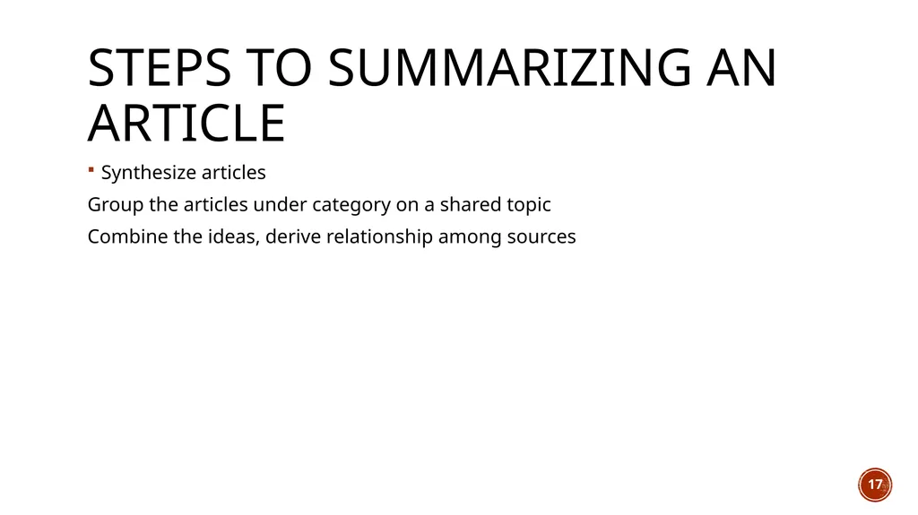 Summarizing Journal Articles & Online Tools for - slide 17 of 26