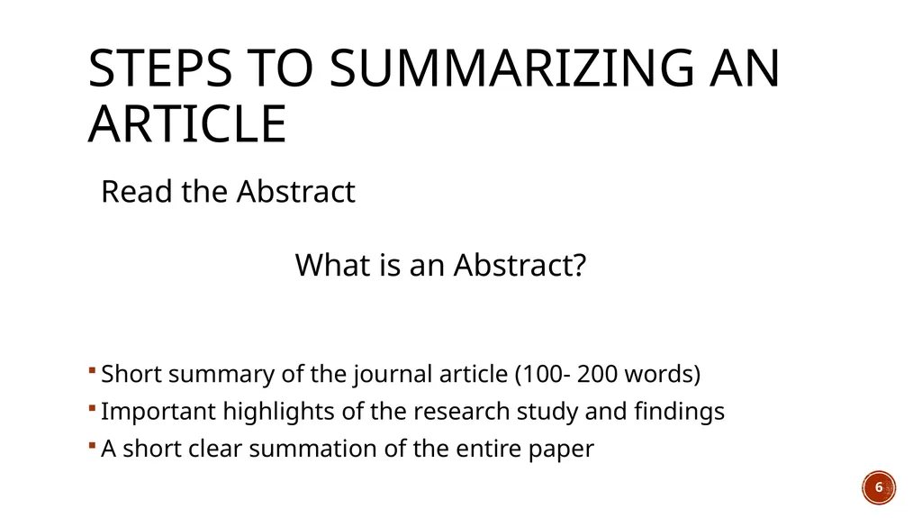 Summarizing Journal Articles & Online Tools for - slide 6 of 26