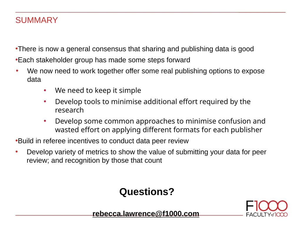 Data PUBLISHING: PEER REVIEW, SHARED STANDARDS AND - slide 19 of 19