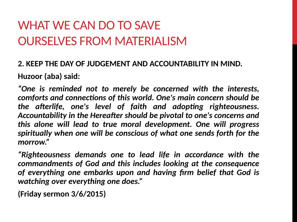 Materialism and Islamic values Lajna mentoring - slide 23 of 29