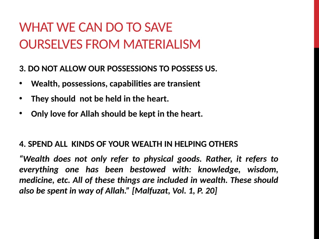 Materialism and Islamic values Lajna mentoring - slide 24 of 29