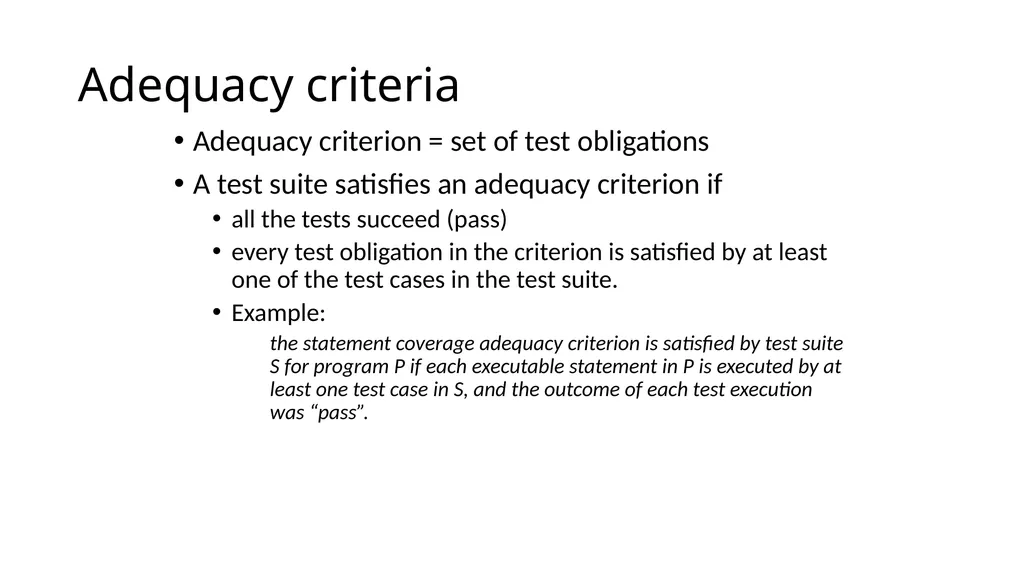 Test Case Selection and Adequacy Criteria Learning - slide 9 of 16