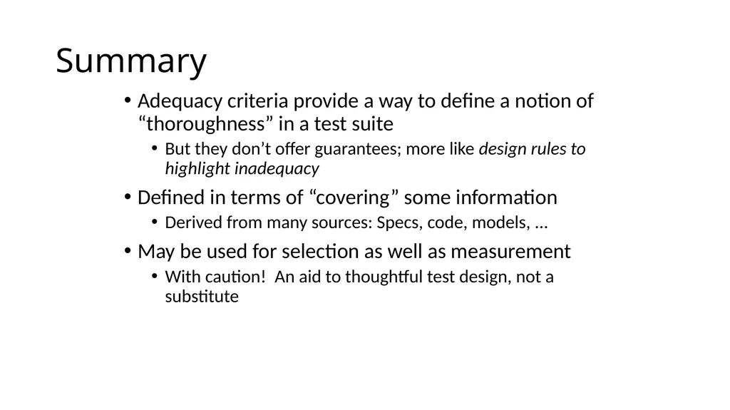 Test Case Selection and Adequacy Criteria Learning - slide 16 of 16