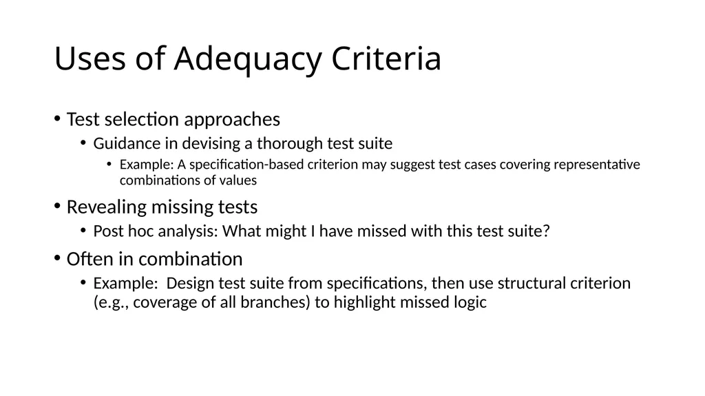 Test Case Selection and Adequacy Criteria Learning - slide 15 of 16