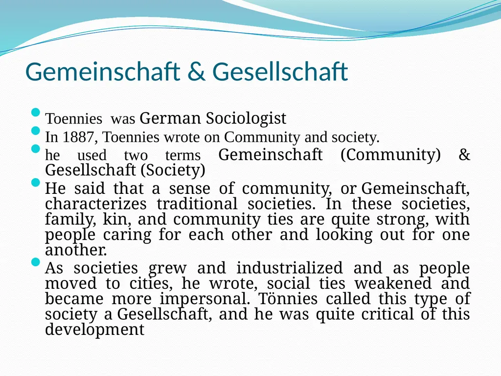 Ferdinand Tonnies(1855-1936) Dr.Sumitra Sharma - slide 3 of 6