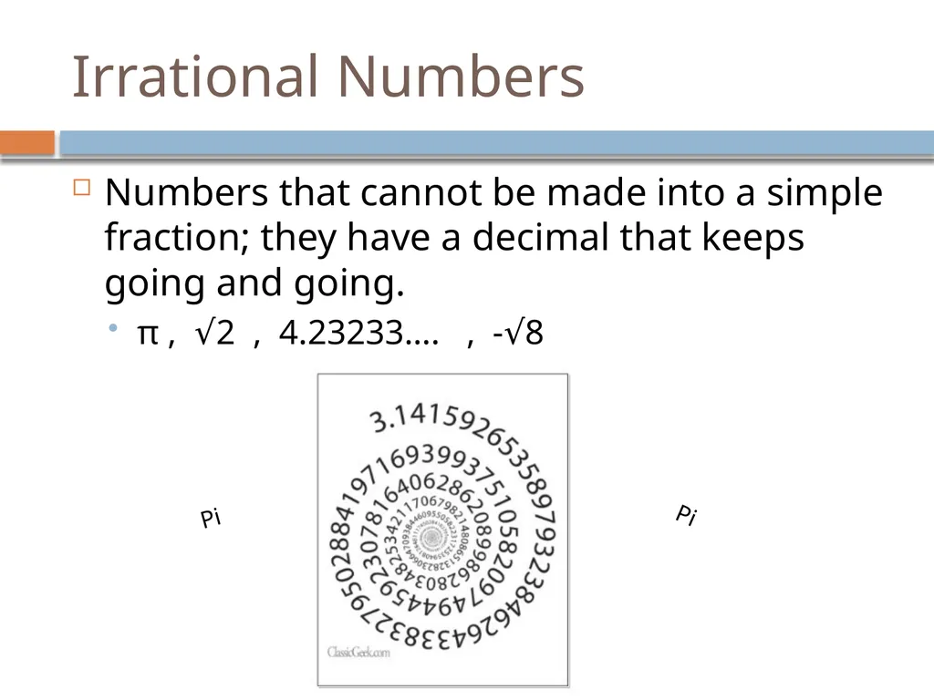 Classifying Numbers 8th grade Math – Numeration - slide 8 of 17