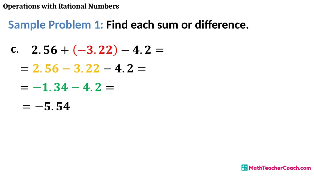 Operations with Rational Numbers Unit 1 Lesson 2 - slide 12 of 34