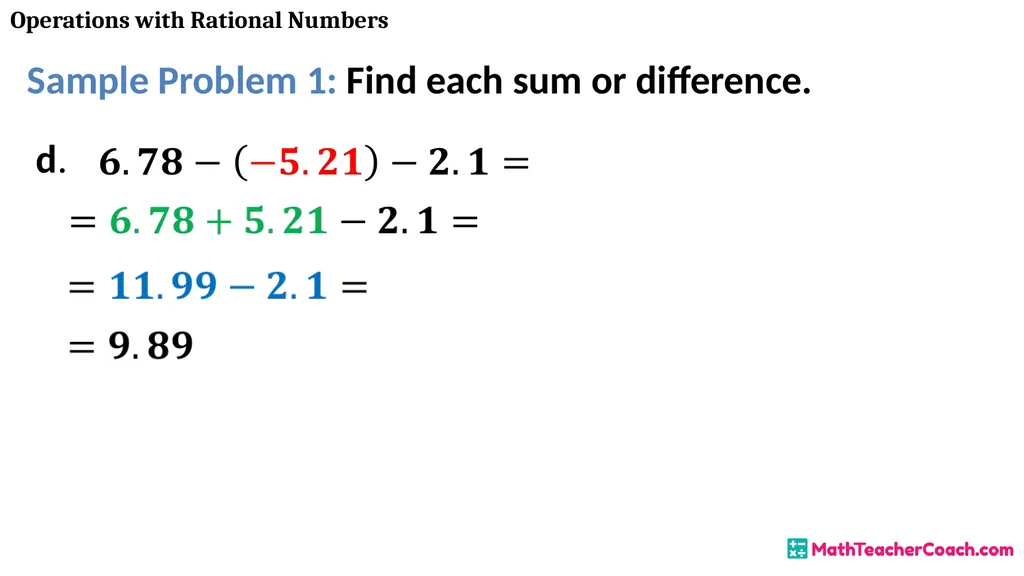 Operations with Rational Numbers Unit 1 Lesson 2 - slide 14 of 34