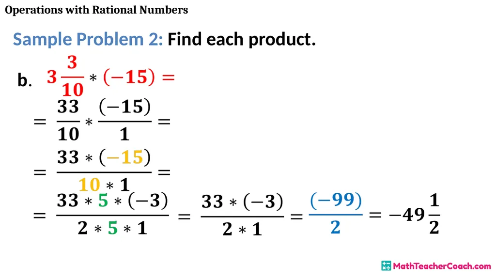 Operations with Rational Numbers Unit 1 Lesson 2 - slide 20 of 34