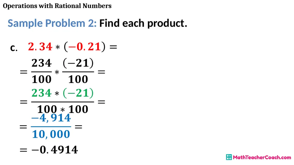Operations with Rational Numbers Unit 1 Lesson 2 - slide 22 of 34