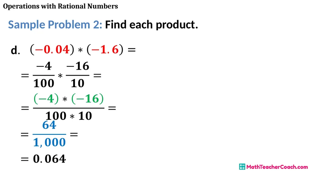 Operations with Rational Numbers Unit 1 Lesson 2 - slide 24 of 34