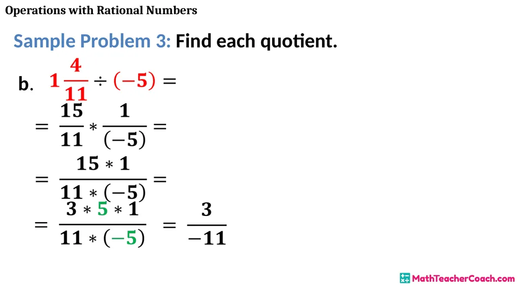 Operations with Rational Numbers Unit 1 Lesson 2 - slide 30 of 34
