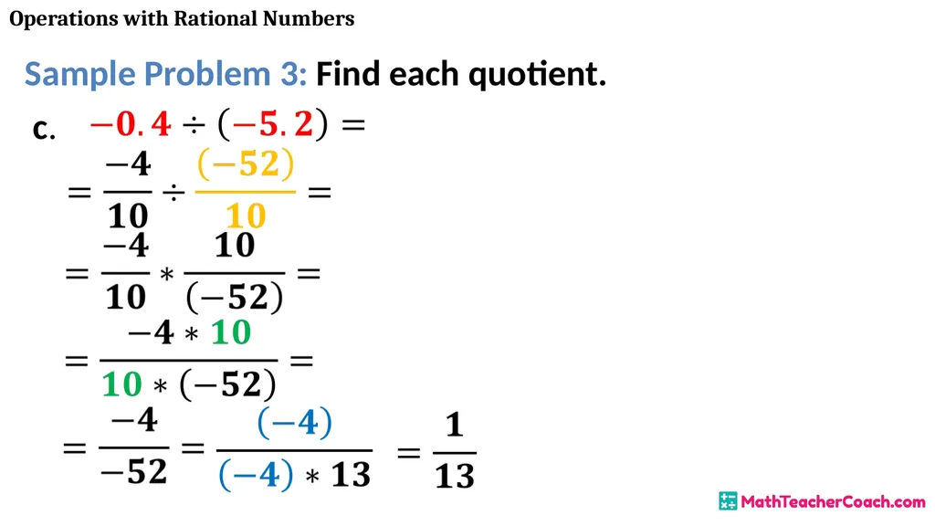 Operations with Rational Numbers Unit 1 Lesson 2 - slide 32 of 34