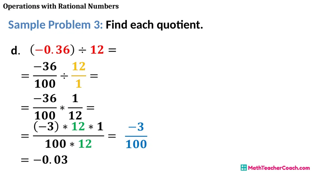 Operations with Rational Numbers Unit 1 Lesson 2 - slide 34 of 34