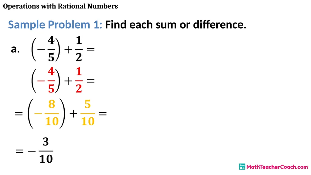 Operations with Rational Numbers Unit 1 Lesson 2 - slide 8 of 34