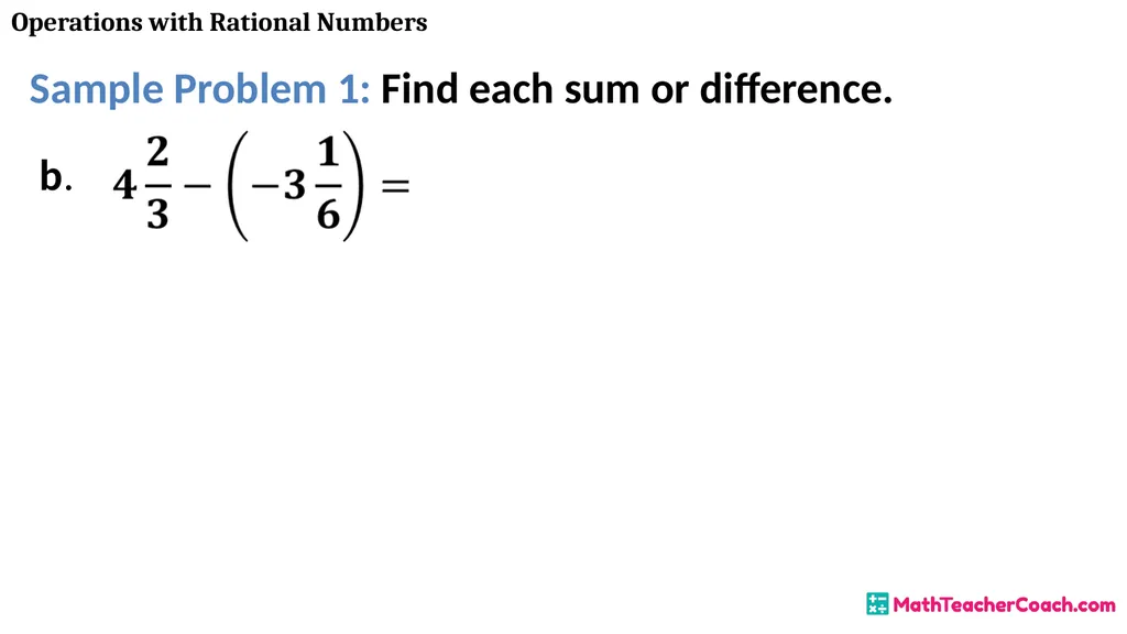 Operations with Rational Numbers Unit 1 Lesson 2 - slide 9 of 34