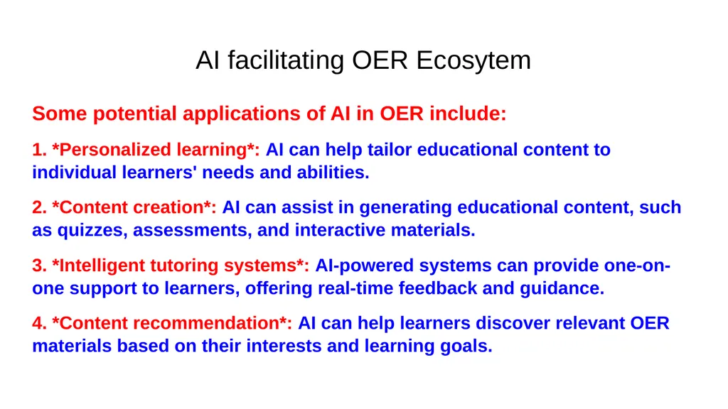 BUILDING SUSTAINABLE OER ECOSYSTEM Mohan B Menon - slide 21 of 28