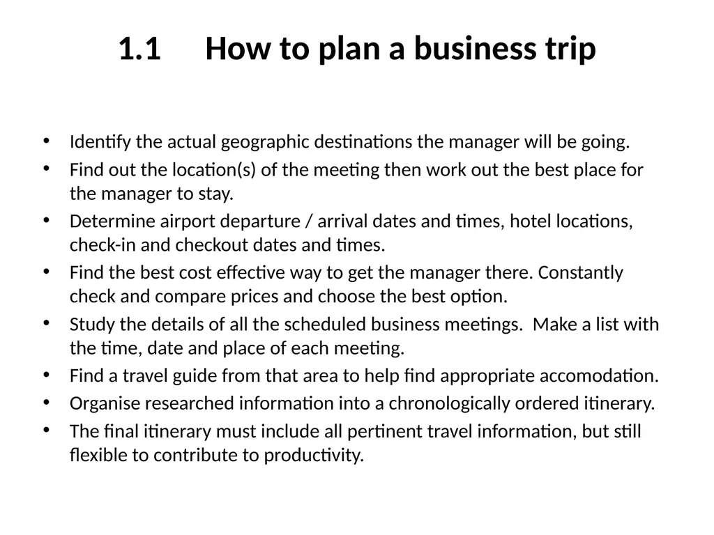 OFFICE PRACTICE N5 TOPIC 5: ASSISTING WITH TRAVEL - slide 4 of 7