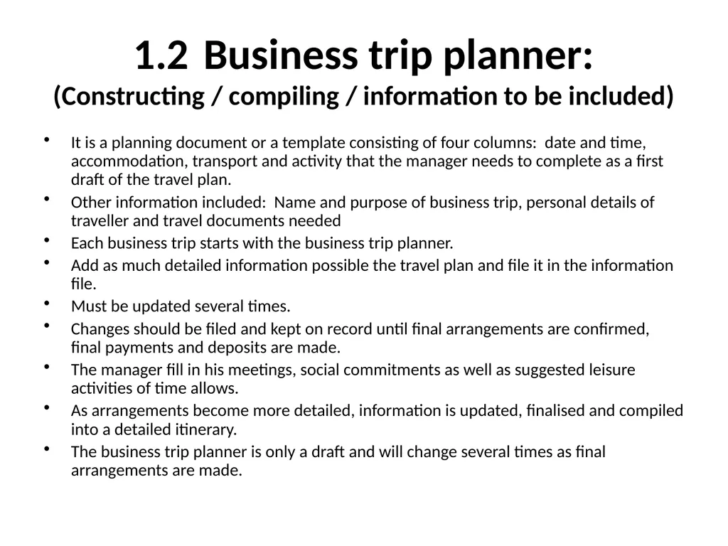 OFFICE PRACTICE N5 TOPIC 5: ASSISTING WITH TRAVEL - slide 5 of 7