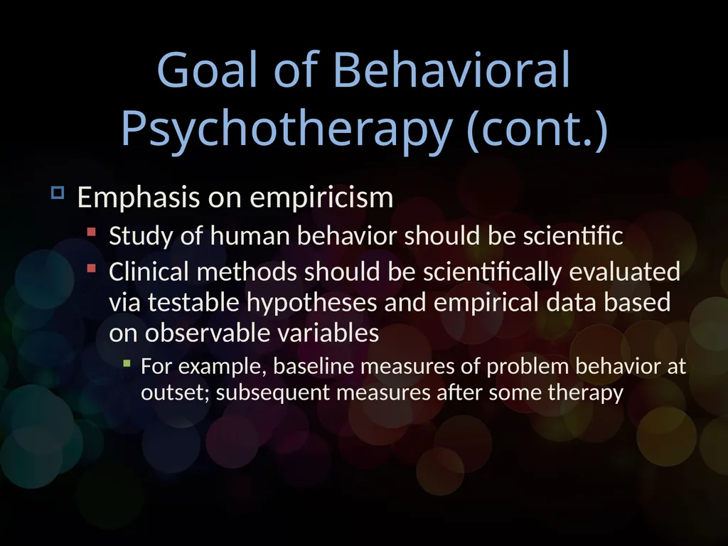 Chapter 14 Behavioral Psychotherapy Behavioral - slide 5 of 26