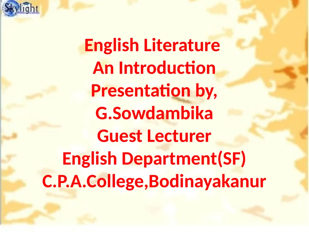 English Literature An Introduction Presentation - slide 1 of 18