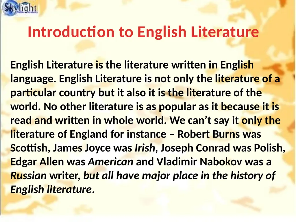 English Literature An Introduction Presentation - slide 4 of 18