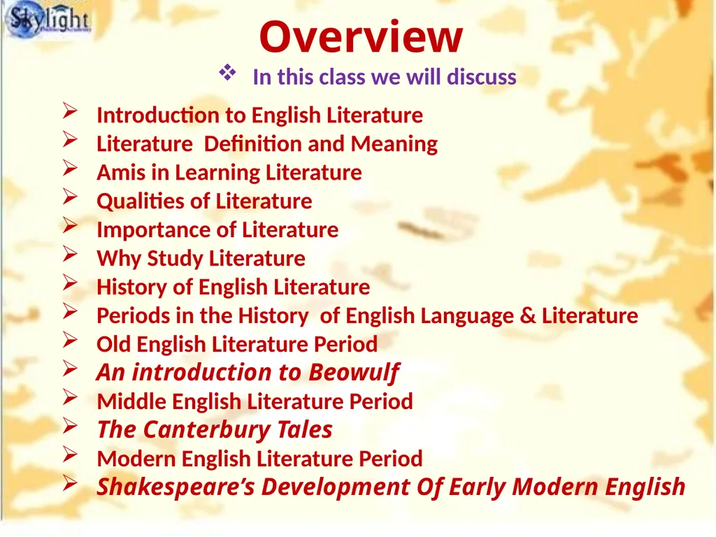 English Literature An Introduction Presentation - slide 3 of 18