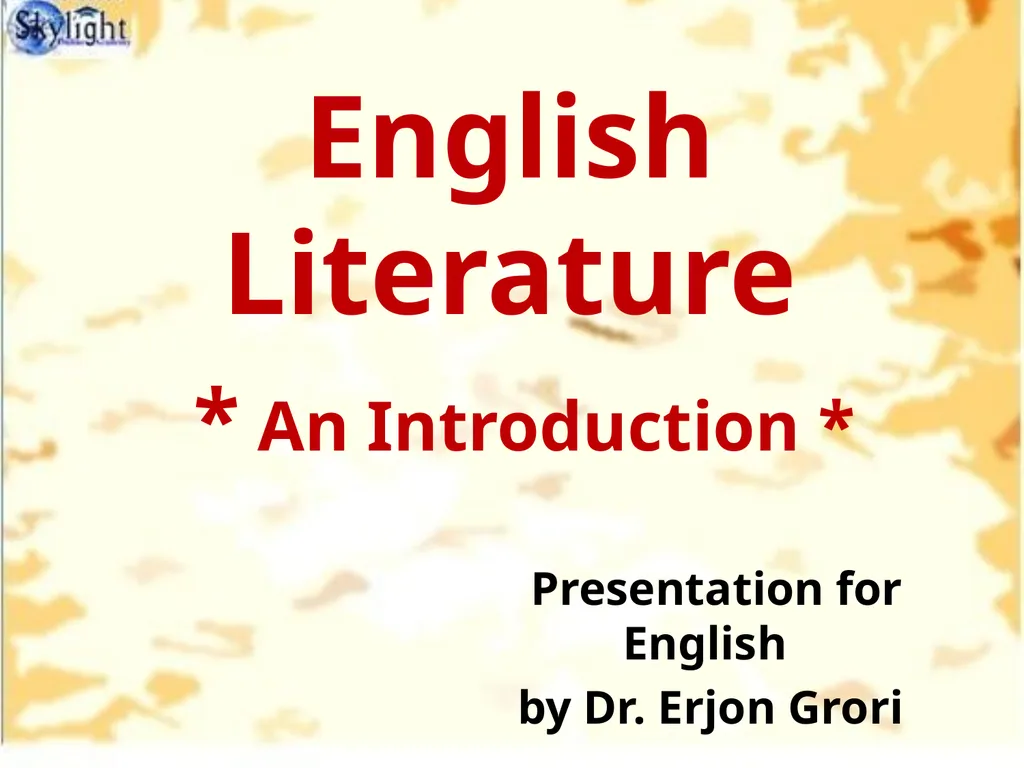 English Literature An Introduction Presentation - slide 2 of 18