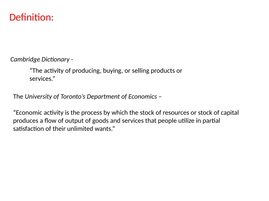 Concept and Classification of Economic Activities - slide 3 of 12